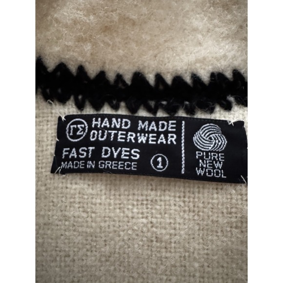 Vtg Pure New Wool Handmade Coat Greece A-Line Boho Cottagecore‎ Oversized Unique - Picture 15 of 16